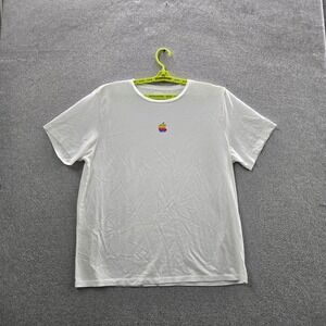 Apple Computers Men Shirt XL White Short Sleeve Center Logo